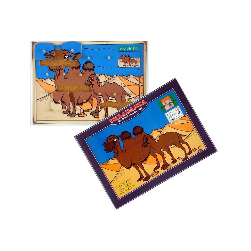 Drewniane puzzle z kołeczkami Wielbłądy 